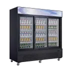 image of Dukers Appliance Co DSM-68SR 78" Three Glass Door Merchandiser Refrigerator in Black, 69 cu. ft.