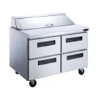 image of Dukers Appliance Co DSP48-12-D4 48" Sandwich/Salad Prep Table w/ 4 Drawers, 12 Pans