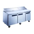 image of Dukers Appliance Co DSP72-20-S3 72" Sandwich/Salad Prep Table w/ 3 Doors, 18 Pans