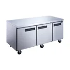 image of Dukers Appliance Co DUC72R 72" 3-Doors Undercounter Refrigerator, Stainless Steel, 18.96 cu. ft.