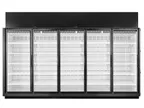 image of True TRM5L-NY-BLK-WHT-1BLKLLLLL-4 159" 5-Door Freezer Retail Merchandiser, Black Exterior, 192.6 cu. ft, All Left Door