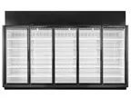 image of True TRM5M-NN-BLK-WHT-1BLKLLLLL-4 5-Section Black Glass Door Merchandiser, 86 cu ft, LED, R290