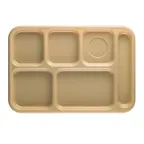 image of Cambro 10146CW133 6-Compartment Rectangular Tray, 10" x 14½" Beige Polycarbonate, Dishwasher Safe