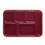 image of Cambro 10146CW416 – 6‑Comp 10" x 14½" PC Tray, Red, Scratch‑Resistant, Dishwasher Safe