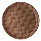 image of Cambro 1100301 Camtray Round 11" Fiberglass Tray, Dark Basketweave, Wood Design, NSF Dishwasher Safe
