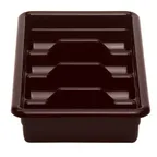 image of Cambro 1120CBP131 Cutlery Box, 11-3/8"L x 20-7/16"W x 3-3/4"H, 4-Compartment, Hi-Gloss Plastic, Dark Brown