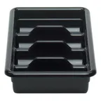 image of Cambro 1120CBR110 Cutlery Box, 11-3/8"L x 20-7/16"W x 3-3/4"H, 4-Compartment, Hi-Impact Plastic, Black