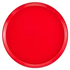 image of Cambro 1300521 Camtray Round 13" Fiberglass Tray, Cambro Red, Dishwasher Safe, NSF