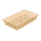 image of Cambro 13CLRHP150 H‑Pan Full‑Size Colander, 3" Deep, Amber Plastic, NSF, -40°F–300°F