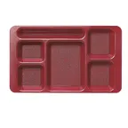 image of Cambro 1596CP416 - 6-Comp Tray, 9" x 15", Red Plastic, Dishwasher Safe