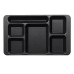image of Cambro 1596CW110 6-Compartment Rectangular Tray 9" x 15" Black Polycarbonate EcoSafe Dishwasher Safe