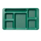 image of Cambro 1596CW119 - 6-Comp Rectangular Tray, 9" x 15", Sherwood Green Polycarbonate, Dishwasher Safe