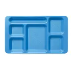 image of Cambro 1596CW168 6-Compartment Rectangular Tray, 9" x 15", Blue Polycarbonate, Dishwasher Safe