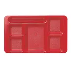 image of Cambro 1596CW404 - 6-Compartment Red Tray, 9" x 15", Polycarbonate, Dishwasher Safe, NSF