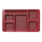 image of Cambro 1596CW416 - 6-Compartment Tray, 9" x 15", Red Polycarbonate, NSF, Dishwasher Safe