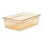 image of Cambro 16HP150 H‑Pan Full‑Size 6" Amber Plastic Food Pan, -40°F to 375°F Non‑Stick, NSF