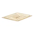 image of Cambro 20HPCH150 H‑Pan 1/2‑Size Amber Plastic Cover with Handle, Non‑Stick, -40°F to 300°F, NSF