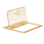image of Cambro 20HPL150 FlipLid 1/2‑Size Amber Plastic Pan Cover, Hinged, -40°F to 300°F, NSF