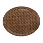 image of Cambro 2500301 Oval Tray, 19‑1/4" x 24" Fiberglass, Wood Design Dark Basketweave, NSF