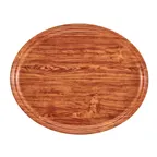 image of Cambro 2500309 Camtray Oval Tray, 19‑1/4" x 24" Fiberglass, Wood Design, Java Teak, Dishwasher Safe