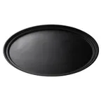 image of Cambro 2500CT110 - Oval Non‑Skid Serving Tray, 19‑1/4" x 23‑1/8" Black Satin Fiberglass, Dishwasher Safe, NSF Certified
