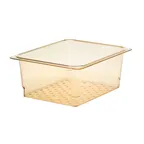 image of Cambro 25CLRHP150 H‑Pan Colander, 5" Deep, 1/2‑Size Amber Plastic, NSF Approved, -40°F to 300°F,
