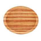 image of Cambro 2700303 Oval Serving Tray, 22" x 26-7/8" Fiberglass, Wood Design, Dishwasher Safe, NSF