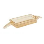 image of Cambro 32HP2H150 H‑Pan 1/3‑Size, 2‑1/2″ Deep Amber Plastic Pan, Handle, -40°F to 375°F, NSF