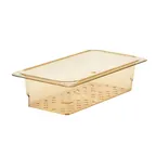 image of Cambro 33CLRHP150 H-Pan Colander, 3", 1/3‑Size Pan Fit, Amber Plastic, NSF, -40°F‑300°F
