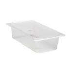 image of Cambro 33CLRPP190 Pan Colander, 1/3 Size Clear Plastic, 6-15/16" x 12-3/4" x 3" NSF