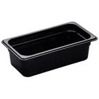 image of Cambro 34HP110 H‑Pan Food Pan – 1/3 Size, 4" Deep, Black Plastic, -40°F to 375°F, NSF