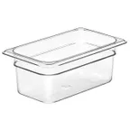 image of Cambro 44CW135 - 1/4 Size 2.7 Qt Clear Polycarbonate Food Pan, 4" Deep, NSF