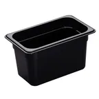 image of Cambro 46HP110 Pan, 1/4‑Size, 6" Deep, Black Non‑Stick Plastic, -40°F to 375°F, NSF