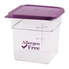 image of Cambro 4SFSCW441 - 4 Qt Container, 7-1/4" L x 7-1/4" W x 7-3/8" H, Clear PC, Purple Logo, NSF