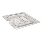 image of Cambro 60CWCHN135 – 1/6 Size Clear Polycarbonate Pan Cover, Handled Spoon‑Notched, NSF