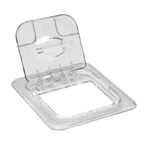 image of Cambro 60CWL135 - FlipLid Pan Cover, 1/6 Size Clear Polycarbonate Hinged Lid, NSF