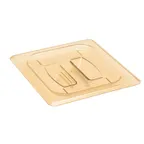 image of Cambro 60HPCH150 H‑Pan Cover, 1/6 Amber Handled Lid, Non‑Stick, -40°F to 300°F, NSF