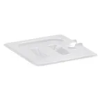 image of Cambro 60PPCHN190 1/6 Clear Polypropylene Pan Cover with Handle, Spoon‑Notched Slot, NSF