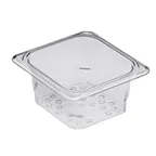 image of Cambro 63CLRCW135 Colander, 6-3/8" x 6-15/16" x 3" Deep, Fits 1/6 Food Pans, Clear Polycarbonate NSF