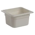 image of Cambro 64CW148 Camwear Food Pan – 1/6 Size, 1.6 Qt, 4" Deep Polycarbonate White, NSF