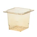image of Cambro 65CLRHP150 H‑Pan Colander, 5" Deep, 1/6‑Size Food Pan, Amber Plastic, NSF -40°F to 300°F