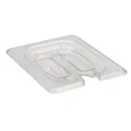 image of Cambro 80CWCHN135 Pan Cover – 1/8‑Size Clear PC Lid with Handle, Spoon‑Notched Slot, NSF