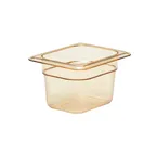 image of Cambro 84HP150 H‑Pan Food Pan, 1/8 Size, 4″ Deep, Amber Hi‑Temp Plastic, Non‑Stick, NSF