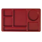 image of Cambro 915CP416 - 6-Compartment Tray, 8-3/4" x 15" Cranberry Polymer, Dishwasher Safe, EcoSafe