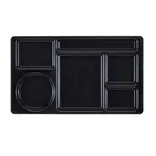 image of Cambro 915CW110 - 6-Compartment Black Rectangular Tray, 8-3/4" x 15" Polycarbonate, Dishwasher Safe