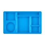 image of Cambro 915CW168 - 6-Compartment Tray, 8-3/4" x 15" Polycarbonate, Blue, Dishwasher Safe, NSF