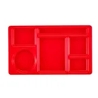 image of Cambro 915CW404 - 6-Compartment Red Rectangular Tray, 8¾" X 15" Polycarbonate, NSF, EcoSafe
