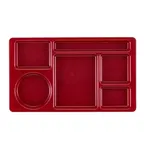image of Cambro 915CW416 - 6-Compartment Rectangular Tray, 8-3/4" x 15" Polycarbonate, Red, NSF