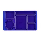 image of Cambro 915CW431 - 6-Compartment Rectangular Tray, 8-3/4" x 15" Blue Polycarbonate, Ecosafe