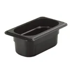 image of Cambro 92HP110 H‑Pan Hot Food Pan, 1/9 Size, 2‑1/2" Deep, Black Plastic, -40°F To 375°F, NSF